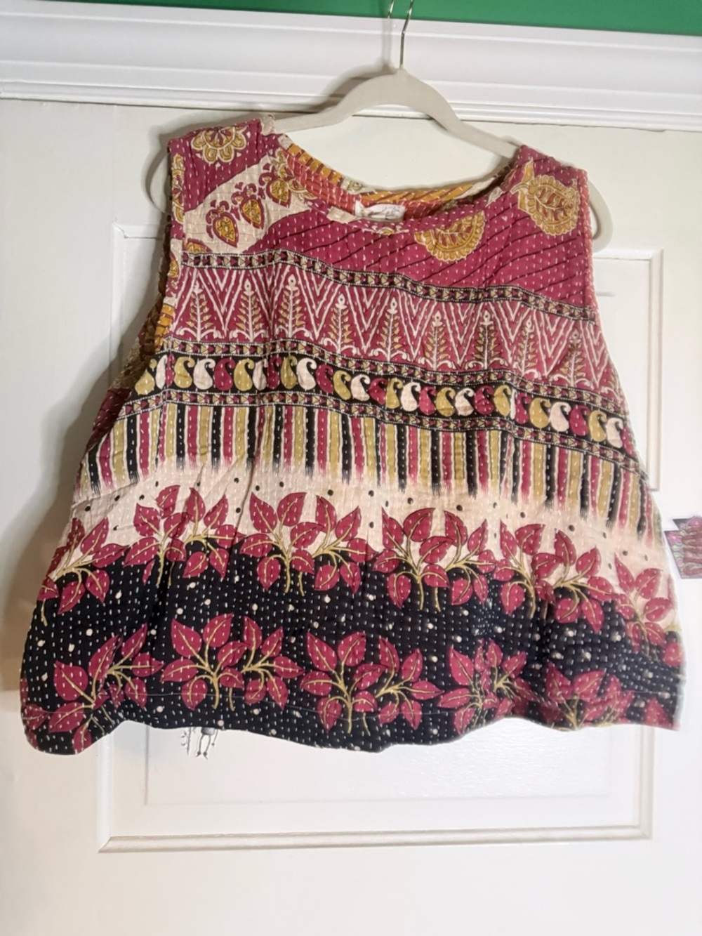 Kantha Bae Boho Floral Patchwork Sleeveless Top - Pink Multi